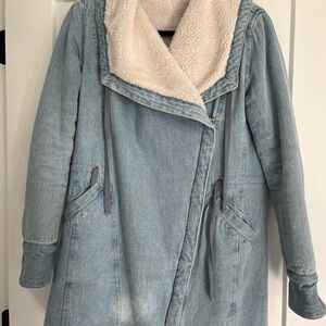 VENUS Blue Jean Jacket with Cream Lining and Asymmetrical Design